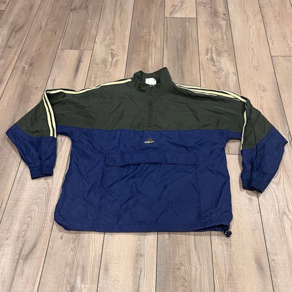 Adidas Men’s L Half Zip Color Block Windbreaker Pullover Jacket Large Pocket Vtg - Picture 1 of 8